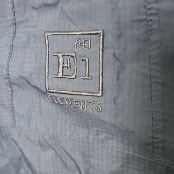 REI Elements E1 Hooded Blue Rain Jacket | Zipper | Vents | Waterproof | Medium - Picture 13 of 16